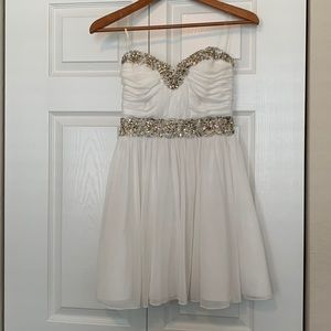 Short Strapless White Formal Dress